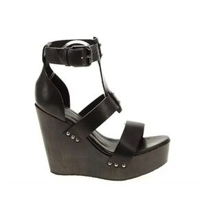 All Saints Rotchko black leather platform wedge sandals. EUC. LIKE NEW 39